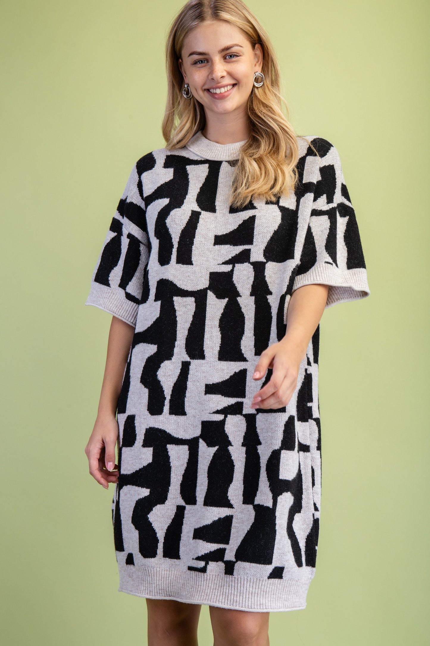 Monochrome Muse Sweater Dress