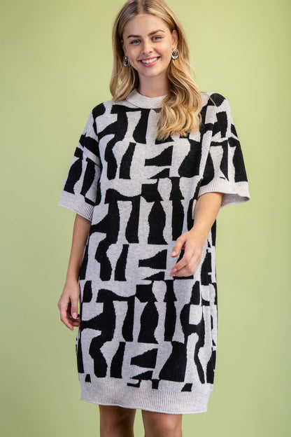 Monochrome Muse Sweater Dress
