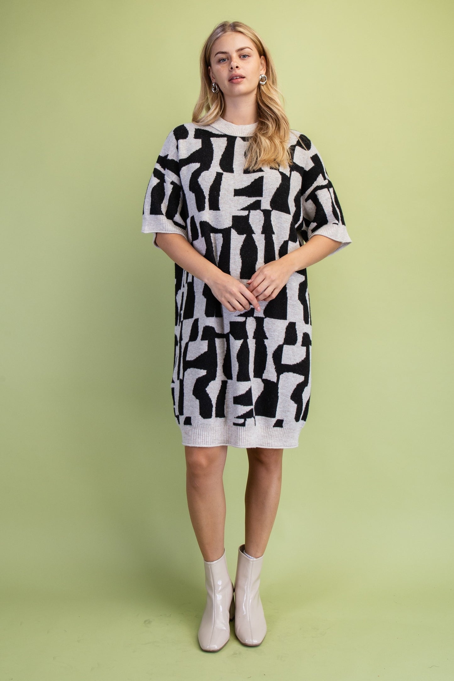 Monochrome Muse Sweater Dress