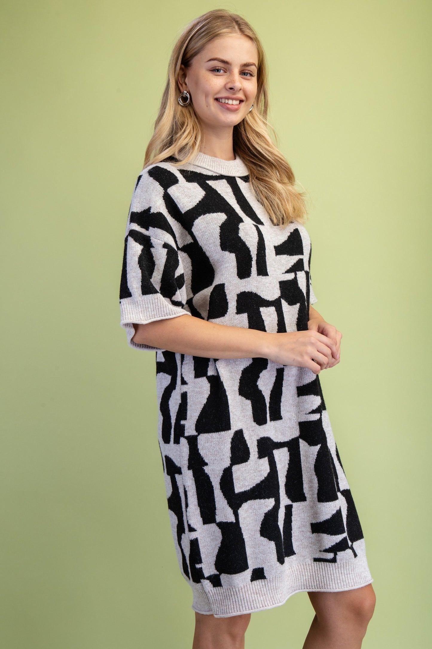 Monochrome Muse Sweater Dress