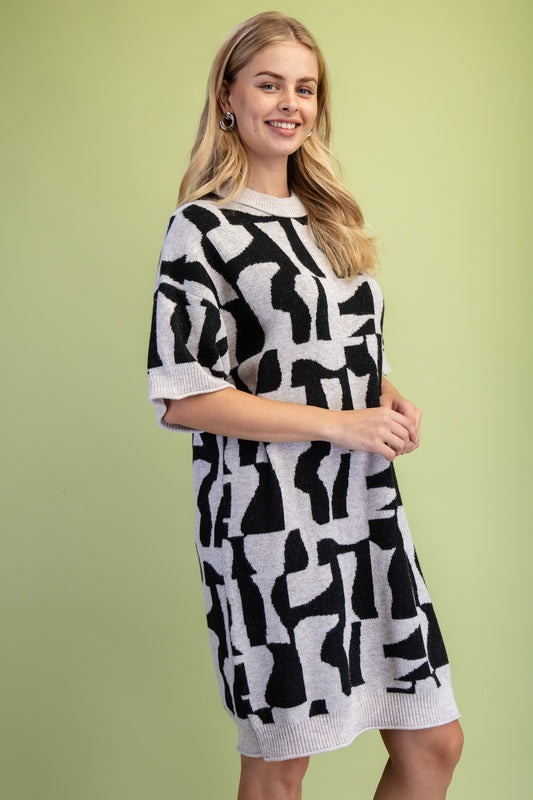 Monochrome Muse Sweater Dress