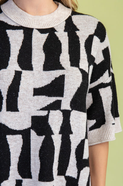 Monochrome Muse Sweater Dress