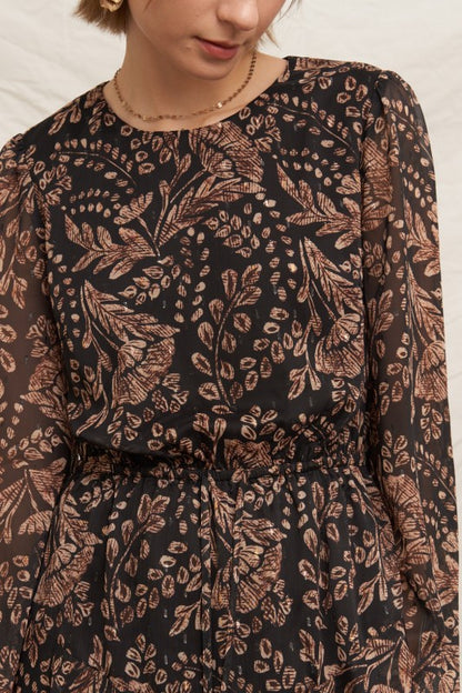 Paisley Bell Sleeve Mini Dress