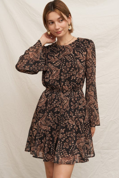 Paisley Bell Sleeve Mini Dress