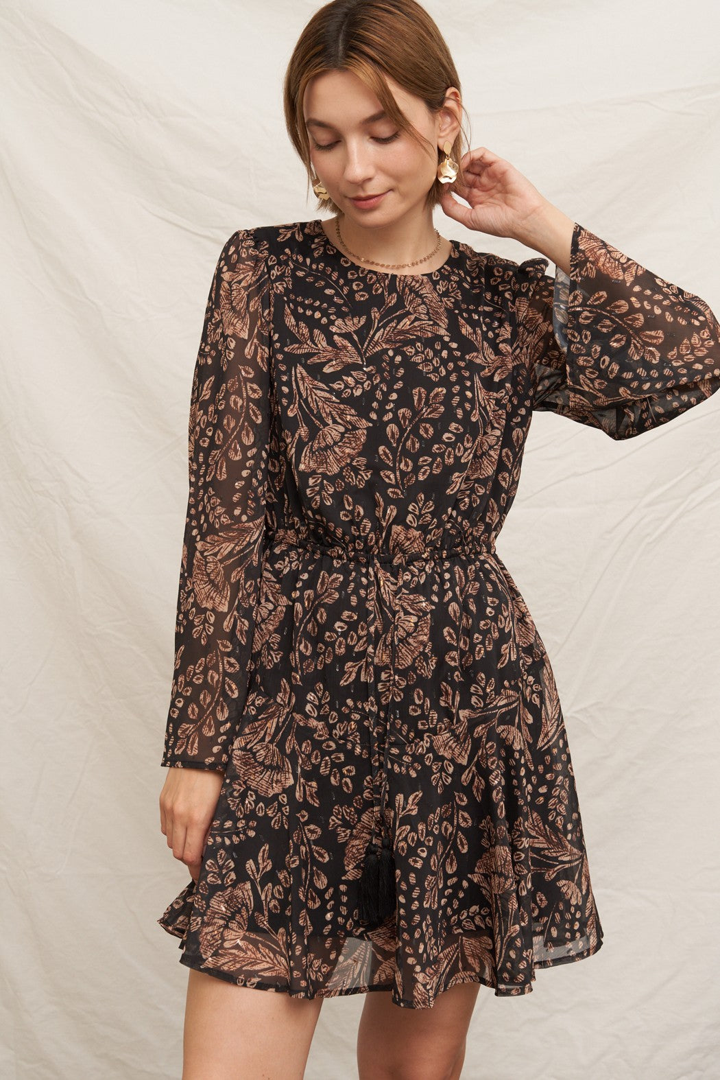 Paisley Bell Sleeve Mini Dress