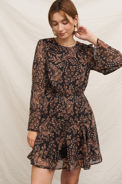 Paisley Bell Sleeve Mini Dress