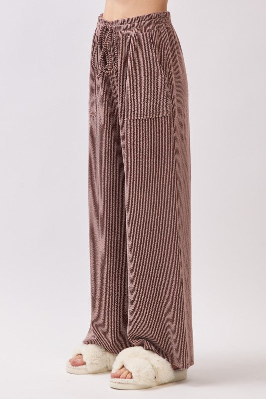 Ribbed Knit Wide Leg Bottoms