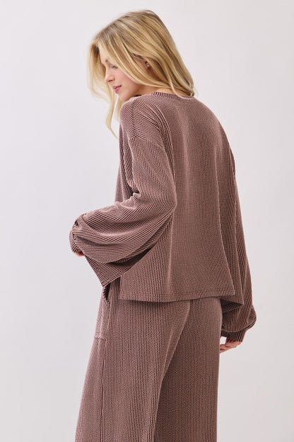 Ribbed Knit Wide Leg Bottoms