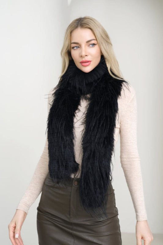 Lana Feathered Fur Shaggy Scarf Stole
