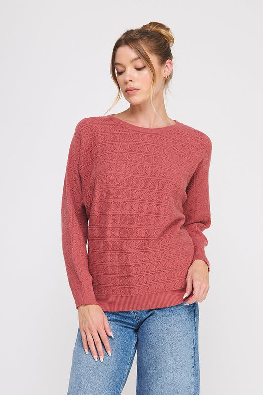 Fine Gauge Pointelle Dolman Sweater