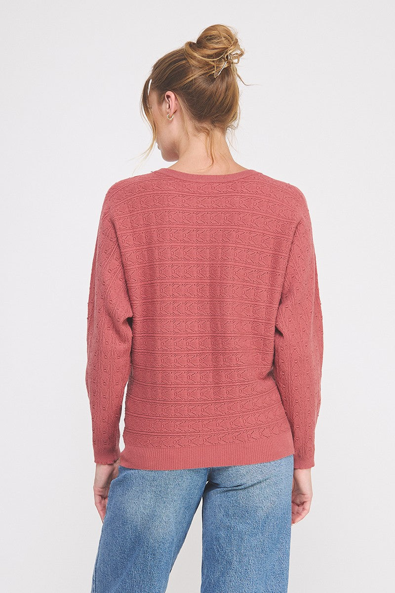 Fine Gauge Pointelle Dolman Sweater