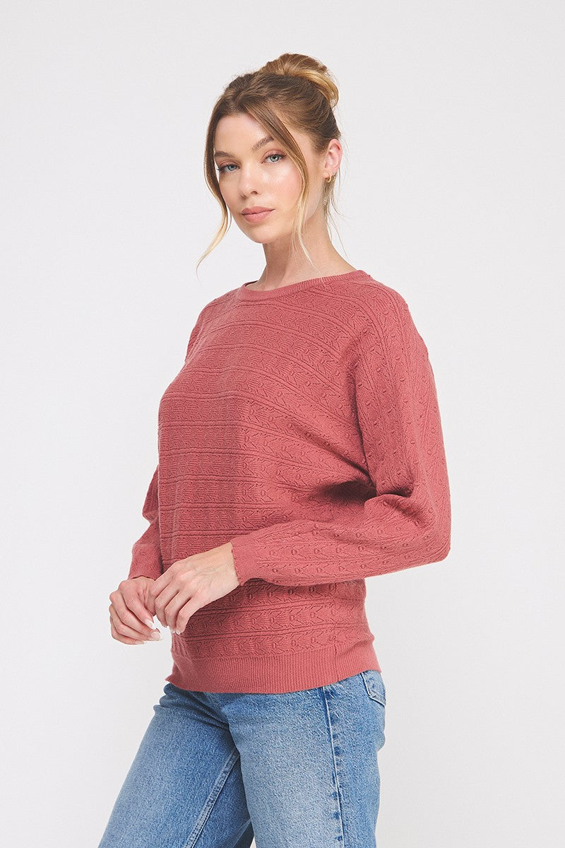 Fine Gauge Pointelle Dolman Sweater