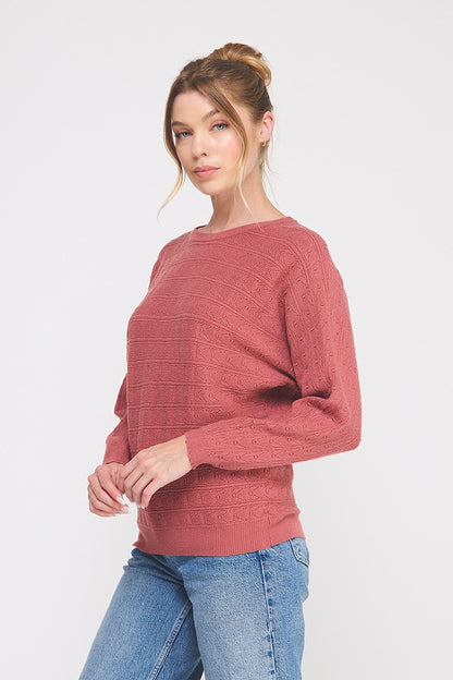 Fine Gauge Pointelle Dolman Sweater