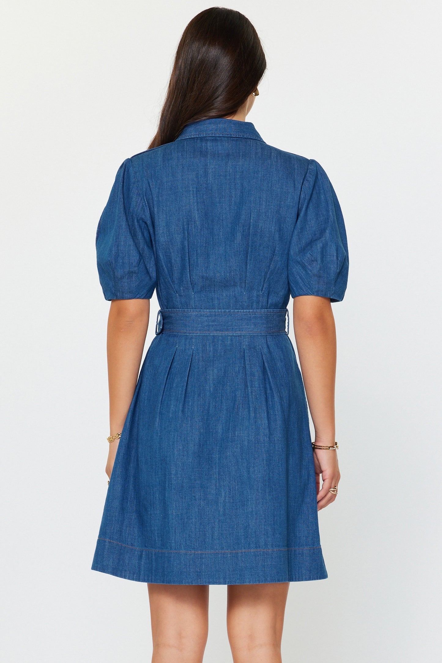 Denim Button Down Belted Mini Dress