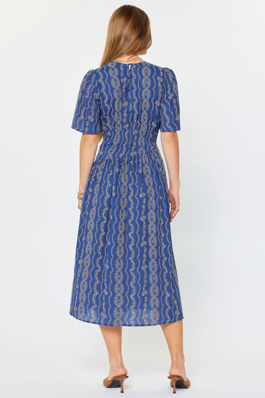 Embroidered Half Sleeves Maxi Dress