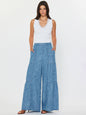 Floral Chambray Wide Leg Pants