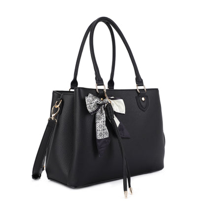 Jia Three Compartment Satchel With Bow