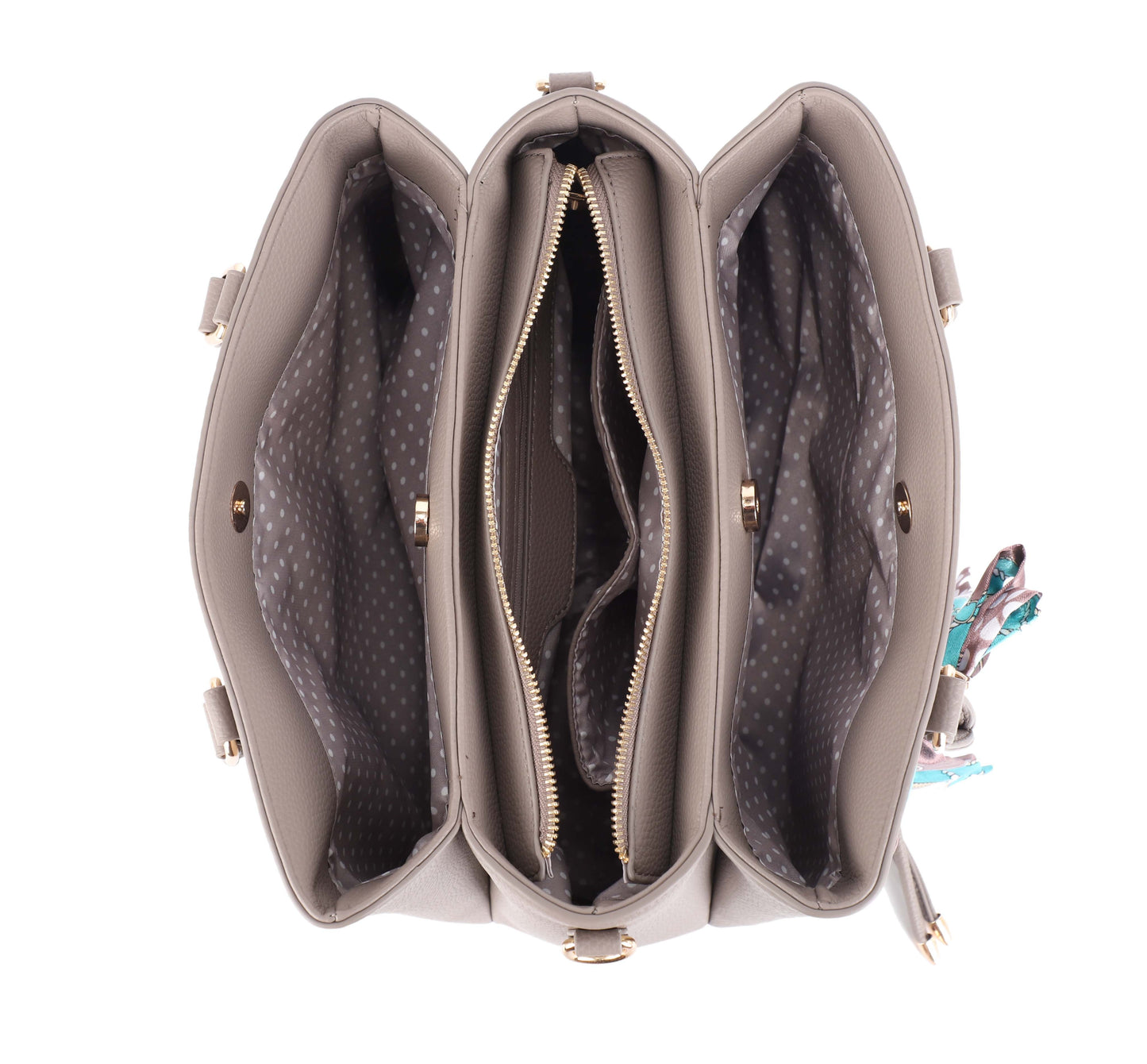 Jia Three Compartment Satchel With Bow