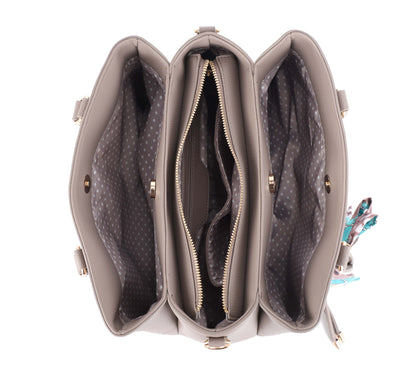 Jia Three Compartment Satchel With Bow