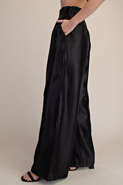 Pleated High-waisted Wide Pants