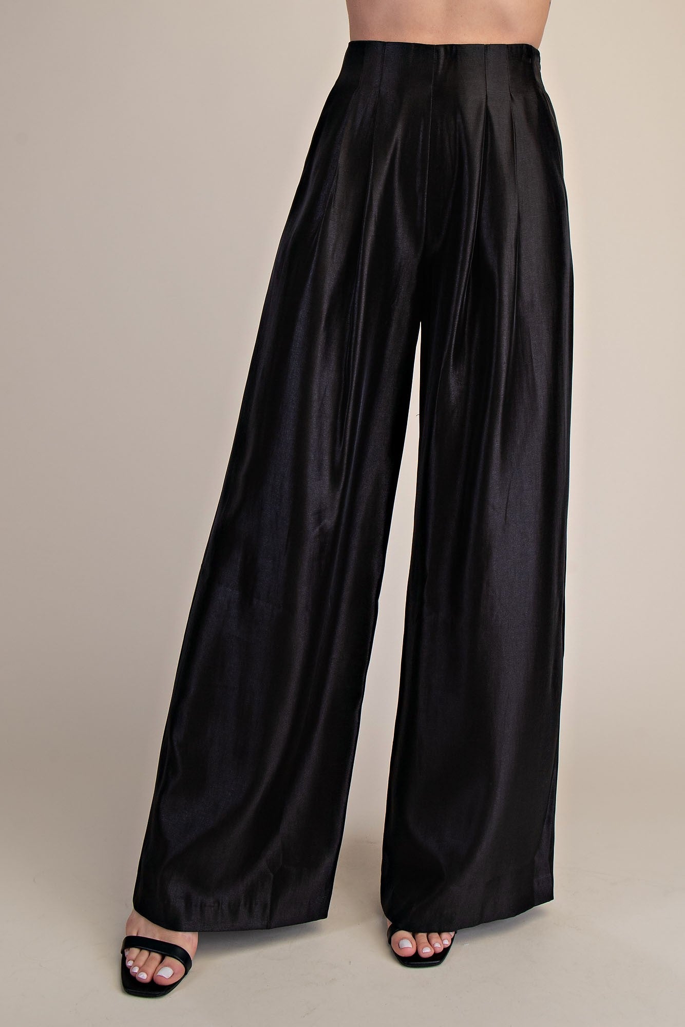 Pleated High-waisted Wide Pants