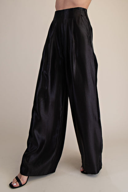 Pleated High-waisted Wide Pants