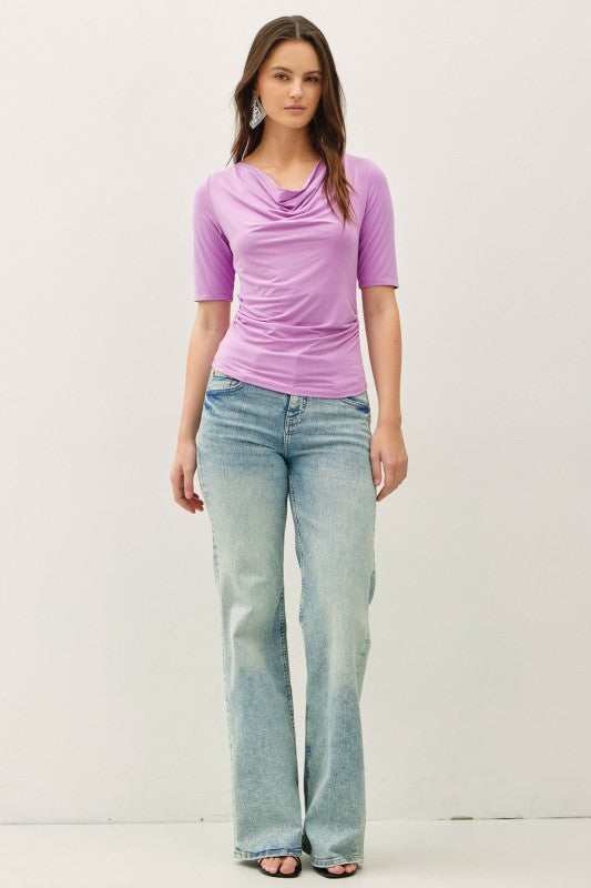 Cowl Neck 3/4 Sleeve Top