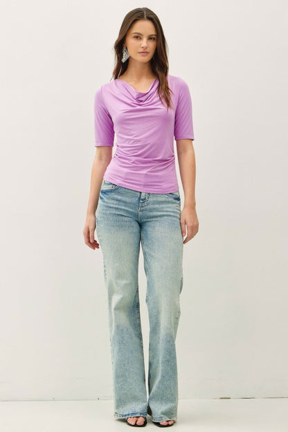 Cowl Neck 3/4 Sleeve Top