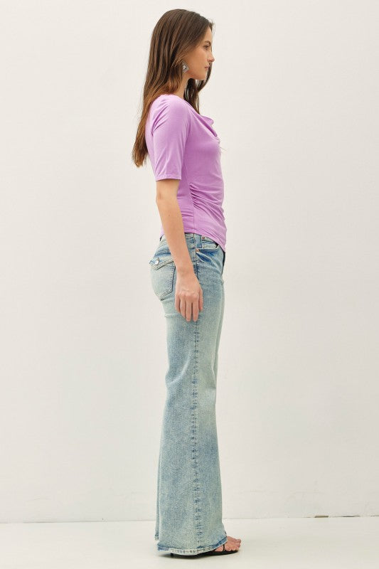 Cowl Neck 3/4 Sleeve Top