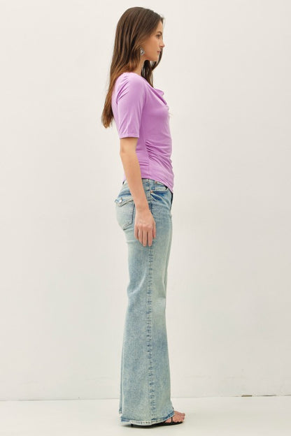 Cowl Neck 3/4 Sleeve Top