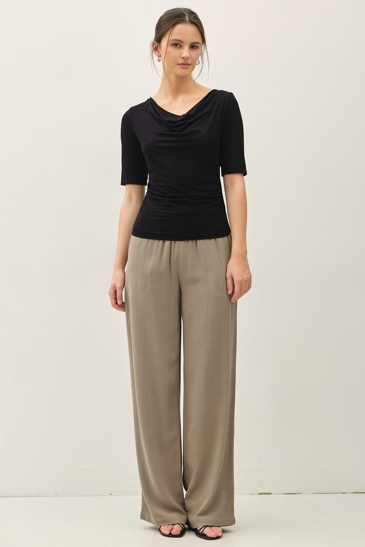 Cowl Neck 3/4 Sleeve Top