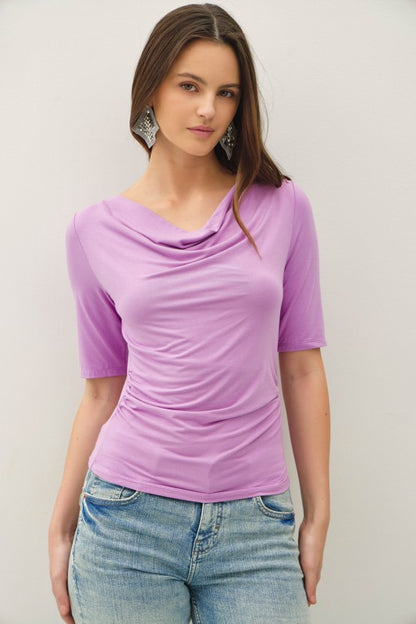 Cowl Neck 3/4 Sleeve Top