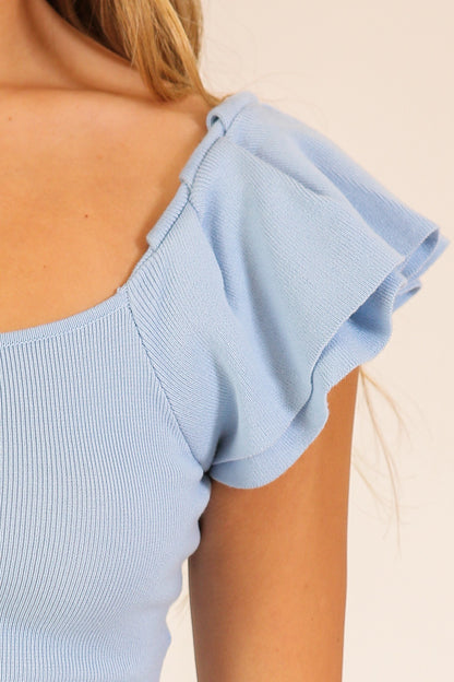 Spring Ruffle Tiered Sweater Top