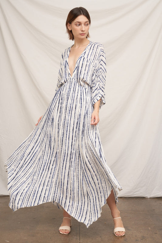 V-neck Striped Midi Dress