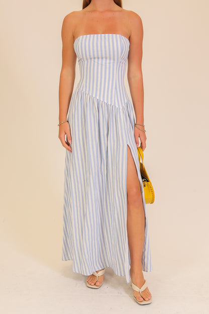 Striped Strapless Maxi Dress