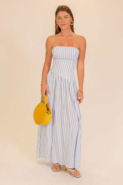 Striped Strapless Maxi Dress