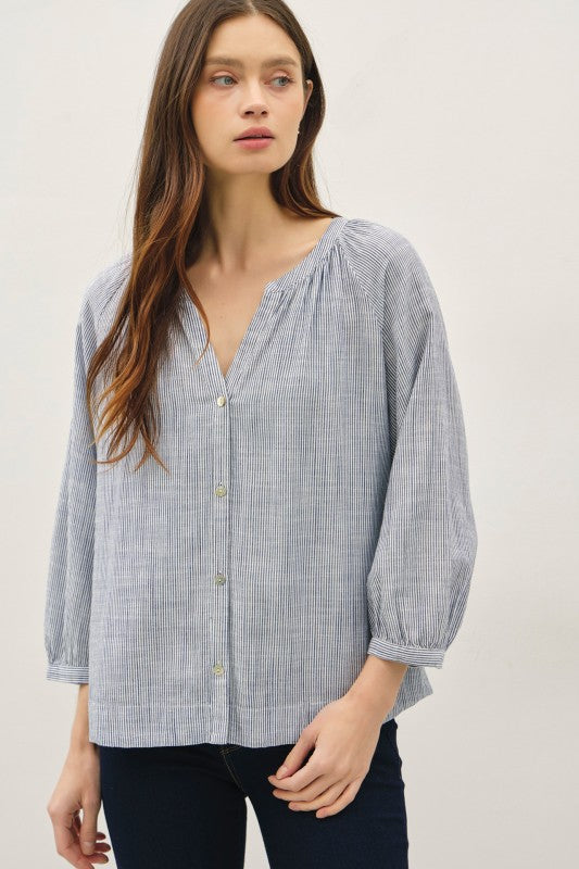 Button Up Peasant Top