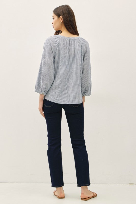 Button Up Peasant Top