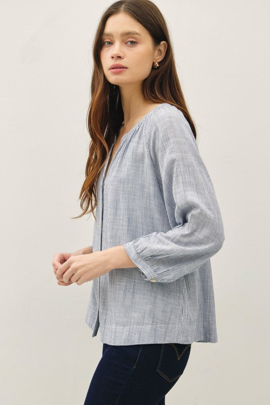 Button Up Peasant Top