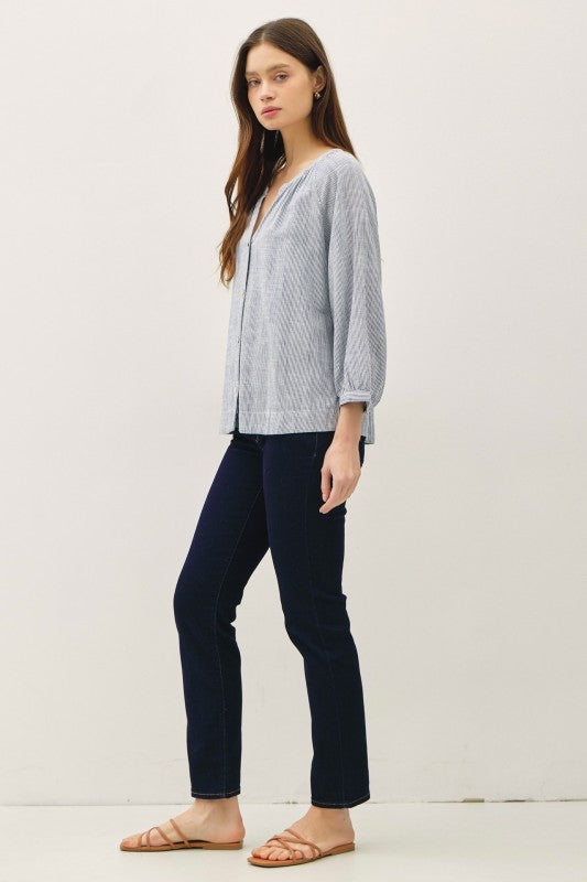 Button Up Peasant Top