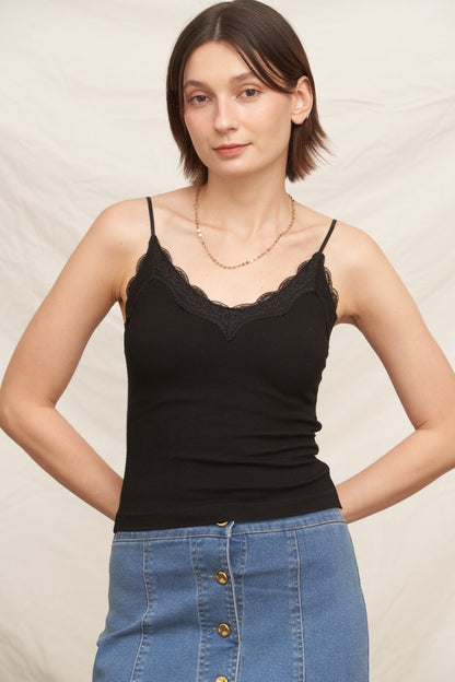 Lace Cami Top With Built-in Bra