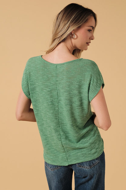 Round Neck Short Sleeve Front Twist Top