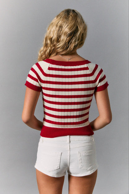 Short Sleeve Knit Sweater Top