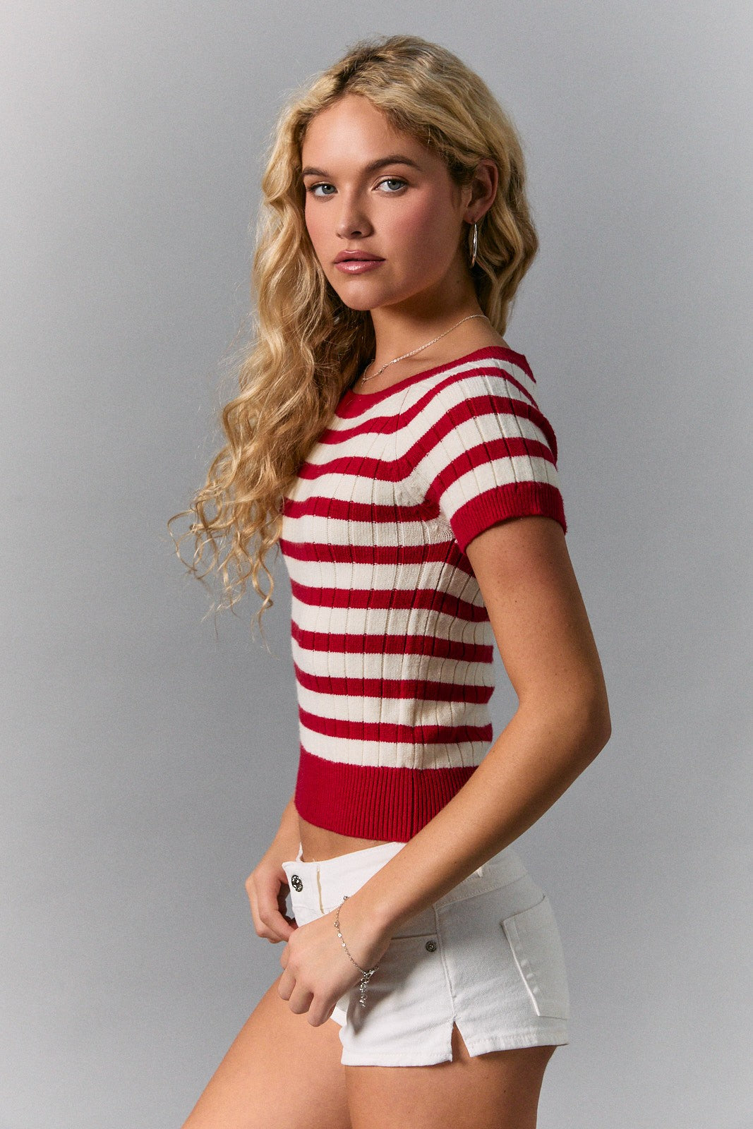 Short Sleeve Knit Sweater Top