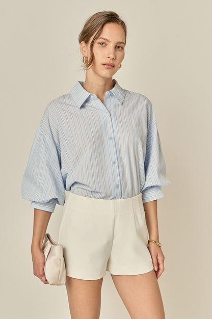Striped Volume Sleeve Shirt