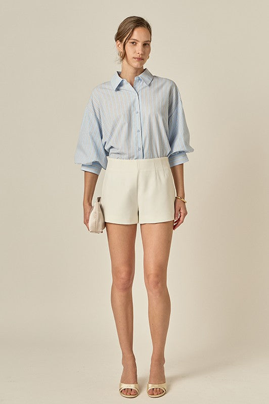 Striped Volume Sleeve Shirt