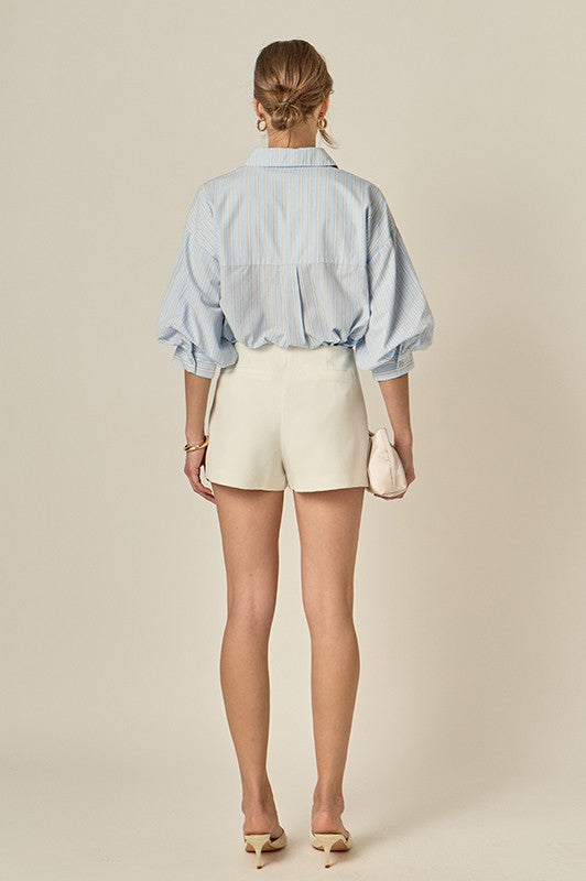 Striped Volume Sleeve Shirt