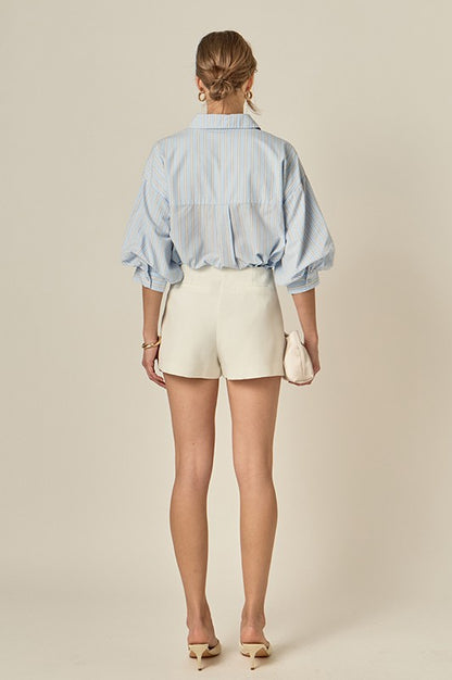 Striped Volume Sleeve Shirt