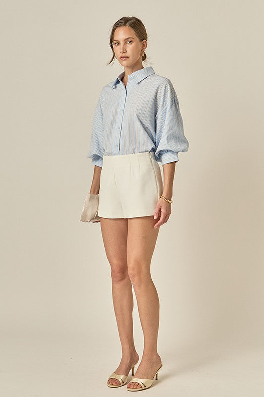 Striped Volume Sleeve Shirt