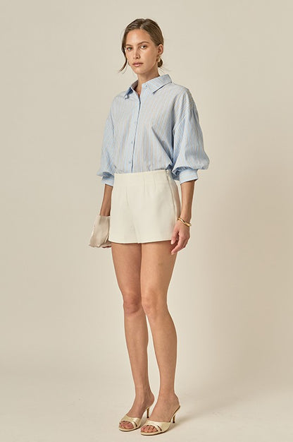 Striped Volume Sleeve Shirt
